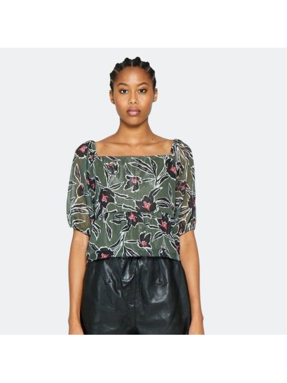 Walter Baker Bianca Chiffon Print Balloon Sleeve Top